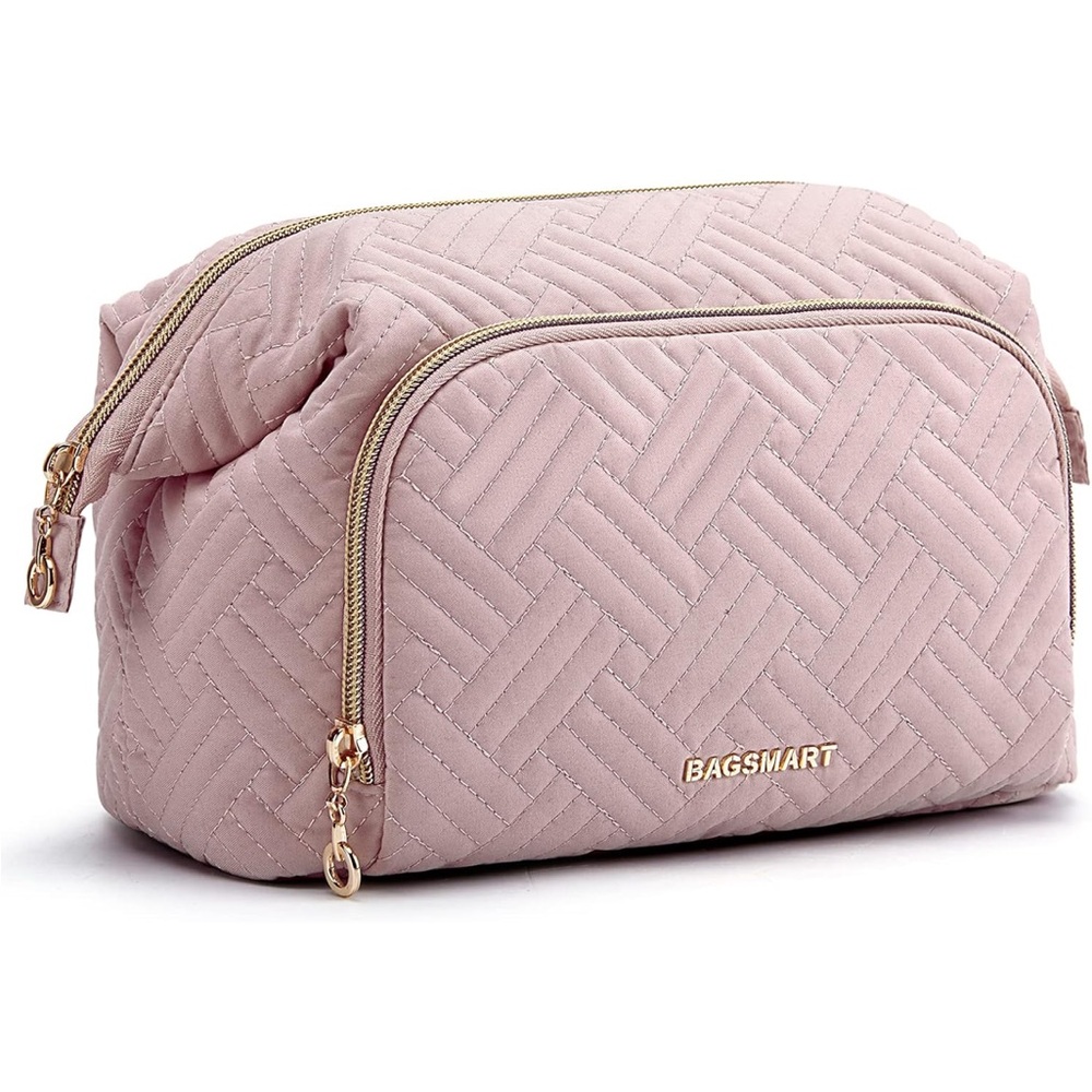 Bagsmart Pink Quilted Cosmetic Pouch NWT